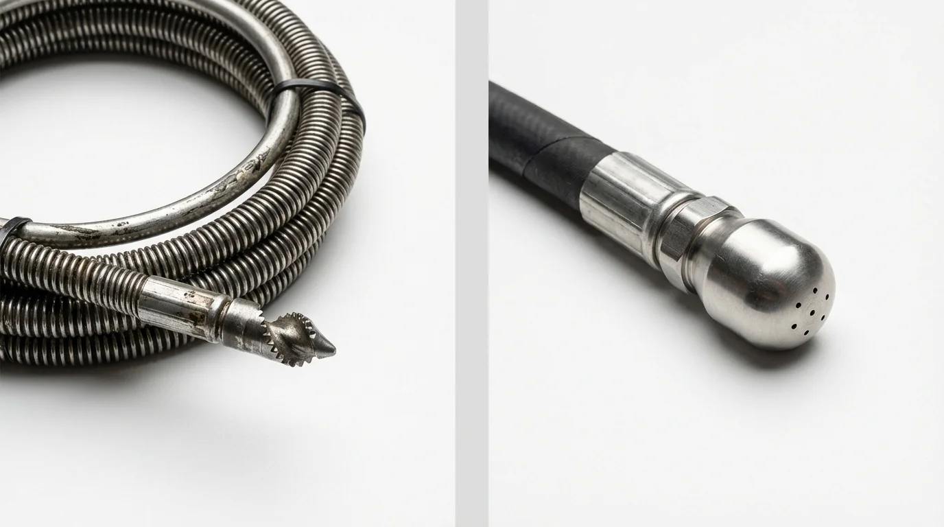 Drain snake cable and hydro jetting nozzle used for drain cleaning in Port Angeles, WA