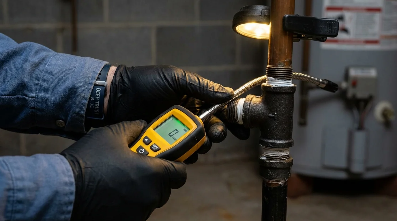 Gas leak detection with electronic sniffer by Johns Plumbing LLC in Port Angeles